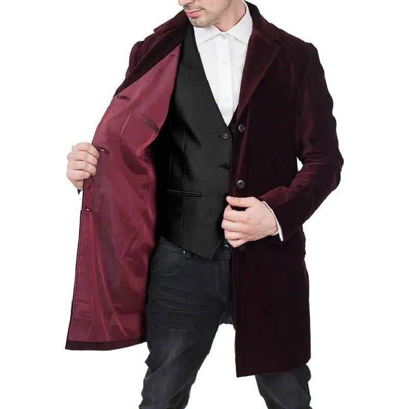 12th Doctor Who Peter Capaldi Maroon Velvet Coat Max Jackets