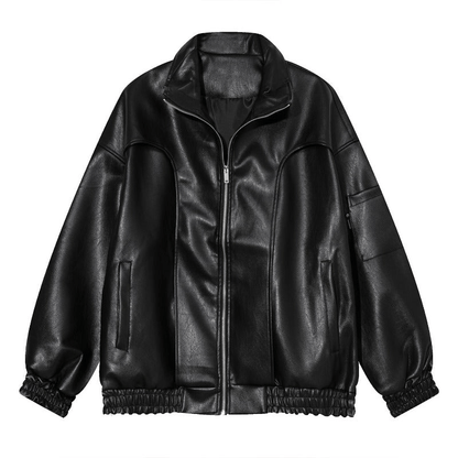 Winter Loose Simple Personality Handsome Trendy Leather Jacket Men