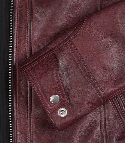 Women's Burgundy Real Lambskin Leather Biker Style Jacket