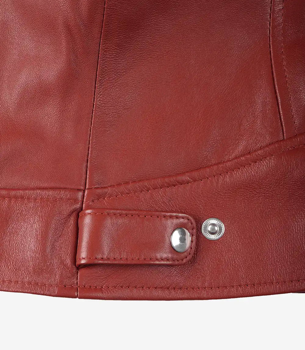 Women's Real Leather Red Biker Style Jacket