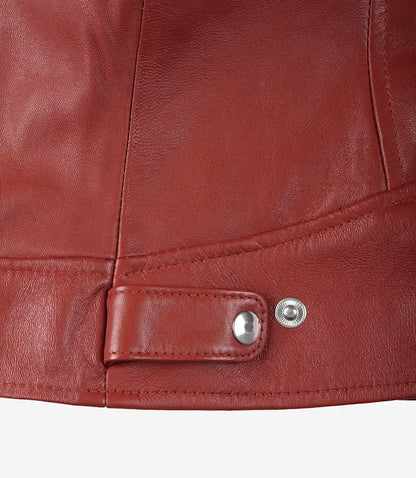 Women's Real Leather Red Biker Style Jacket
