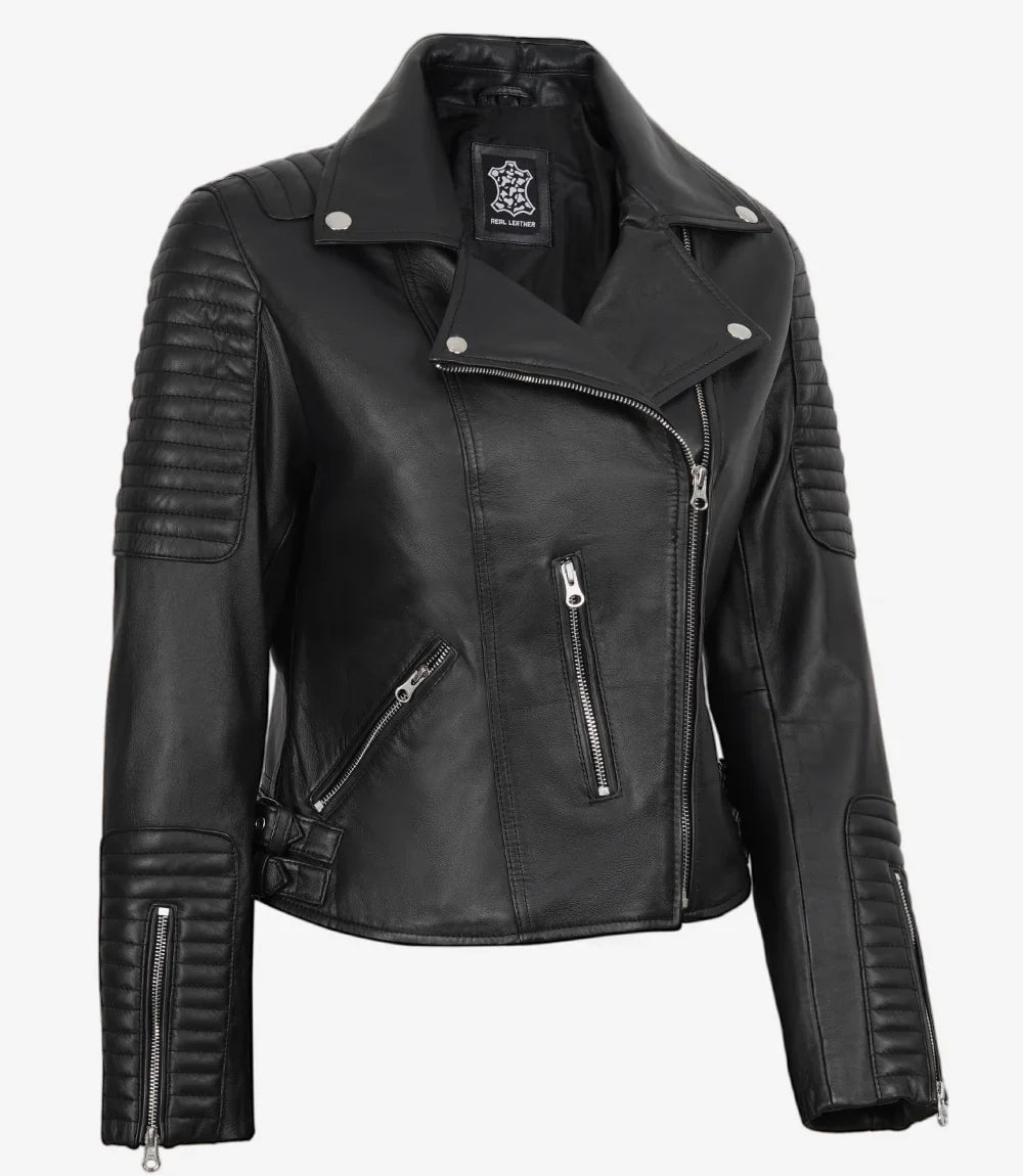 Women's Finest Black Biker Style Leather Jacket