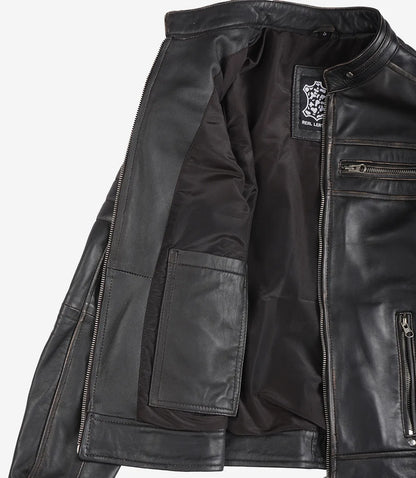 Womens Distressed Brown Biker Style Leather Jacket