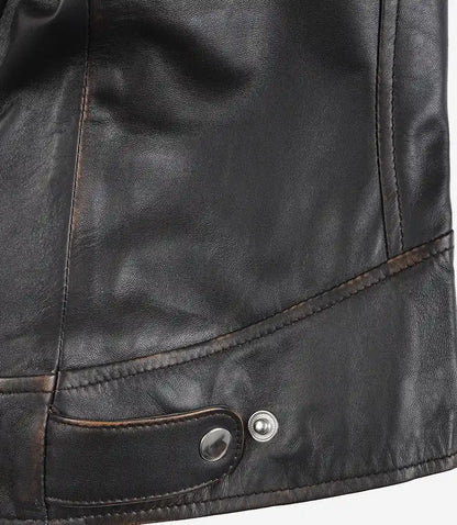 Dodge Womens Distressed Brown Biker Style Leather Jacket