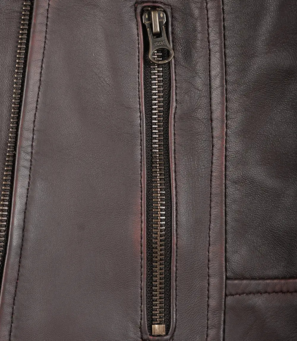 Women's Dark Brown Asymmetrical Biker Style Leather Jacket