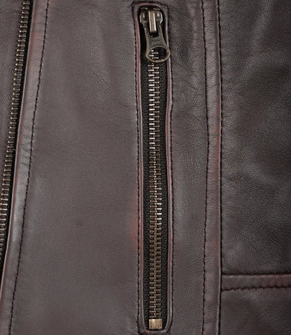 Women's Dark Brown Asymmetrical Biker Style Leather Jacket