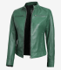 Women's Green Cafe Racer Leather Jacket Max Jackets