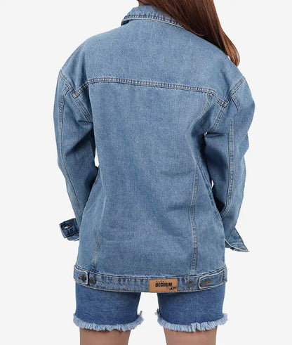 Womens Light Blue Oversized Denim Jacket Max Jackets