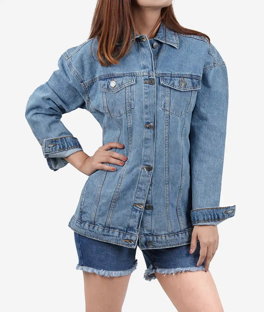 Womens Light Blue Oversized Denim Jacket Max Jackets