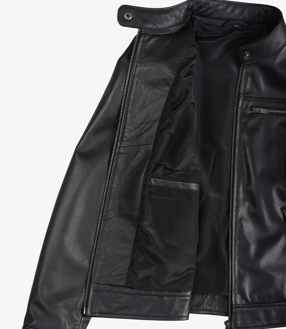 Womens Black Lambskin Biker Style Leather Jacket