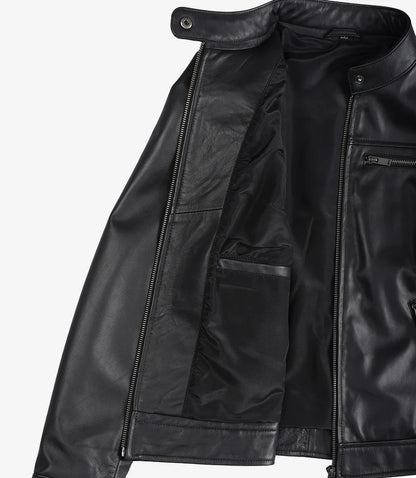 Womens Black Lambskin Biker Style Leather Jacket