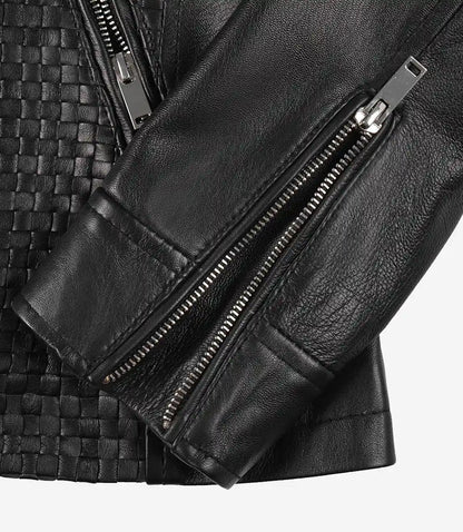 Women's Black Leather Cafe Racer Jacket