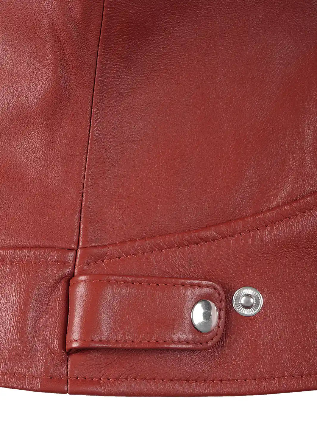 Dodge - Women's Red Leather Cafe Racer Jacket