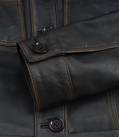 Womens Vintage Brown Cropped Leather Jacket