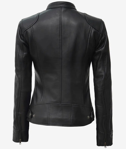 Women's Black Lambskin Leather Biker Style Jacket