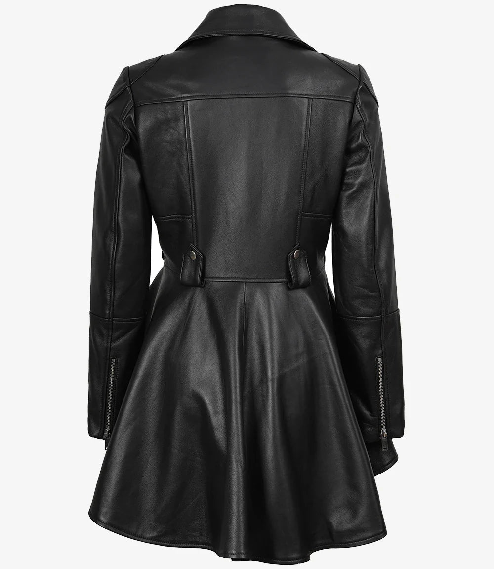 Women's Asymmetrical Black Peplum Leather Jacket