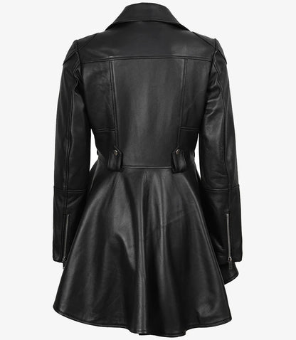 Women's Asymmetrical Black Peplum Leather Jacket