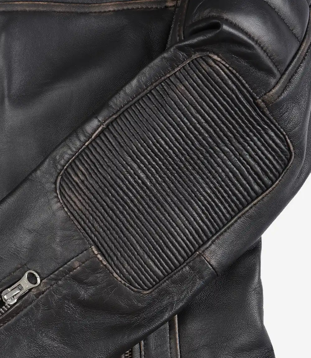 Womens Distressed Brown Biker Style Leather Jacket