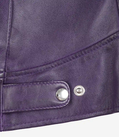 Dodge Womens Real Lambskin Leather Purple Biker Style Jacket