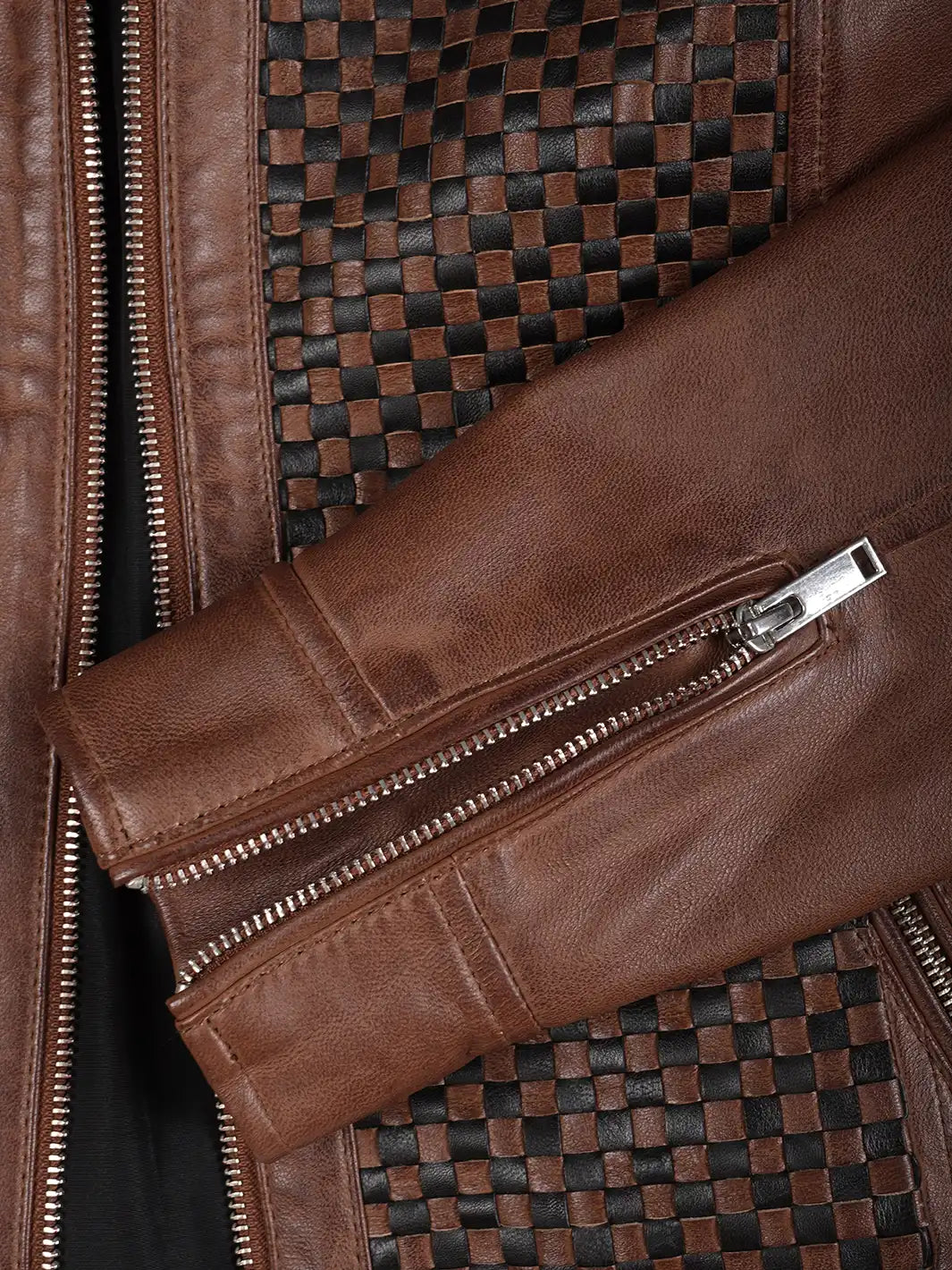 Women Brown Textured Cafe Racer Leather Jacket